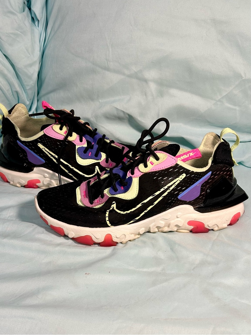 Nike Black Multicolor Kids React-Style Athletic Shoes